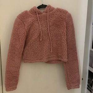Crop Cozy Pink Hollister Hooded Sweatshirt - S